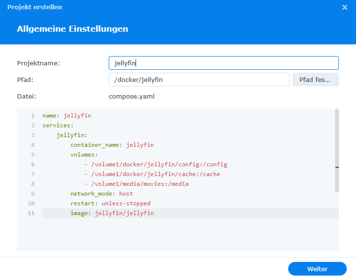 Synology File Staion Ordner für Jellyfin anlegen