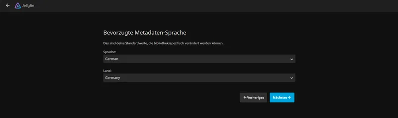 Jellyfin bevorzugte Anzeigesprache