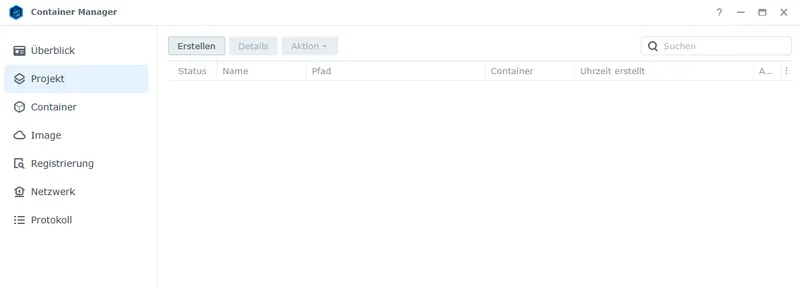 Synology Container Manager Projekt erstellen